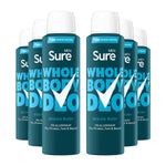 Men Whole Body Deodorant Spray Ocean Rush W/ 72h Odour Control 150ml, 6pk