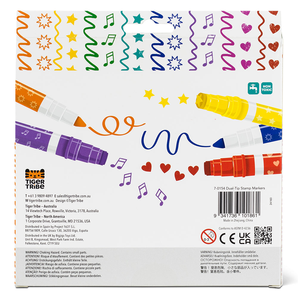Dual Tip Stamp Markers - 8 Pcs Double Sided Marker Pens With Stamps
