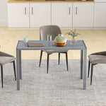 HOMCOM Modern Rectangular 4 Seater Dining Table With Tempered Glass Top
