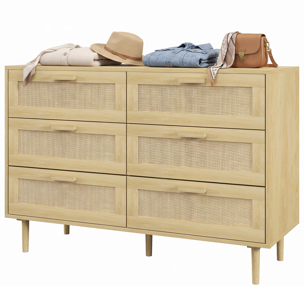 HOMCOM Chest Of Drawers, 6-drawer Dresser For Bedroom, Living Room, Oak
