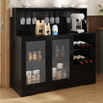 Sideboard Bar Cabinet With Built-in Power Outlet And Led Light Strips