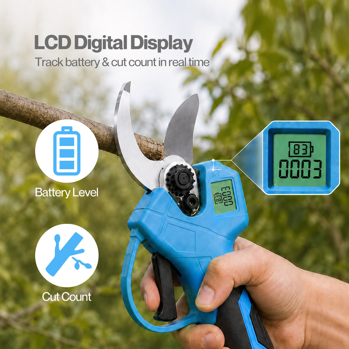 Pruning Shears 450w Brushless Lcd Sk5 Blade For Garden Cutting Blue | Blue