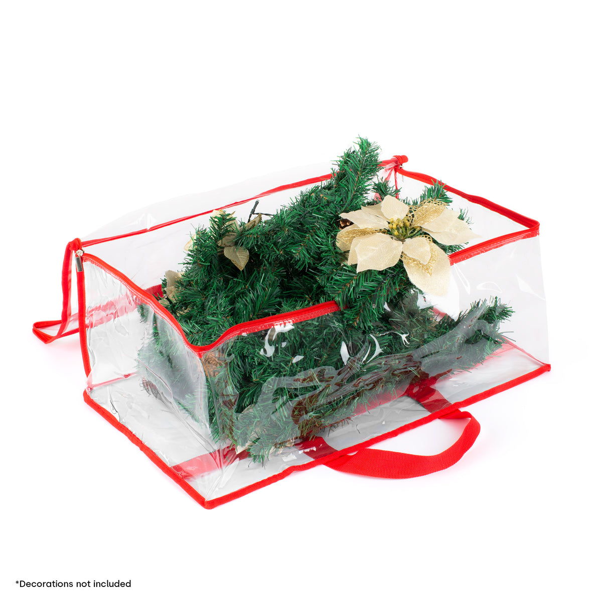 Christmas Village Clear PVC Storage Bags Red Lining