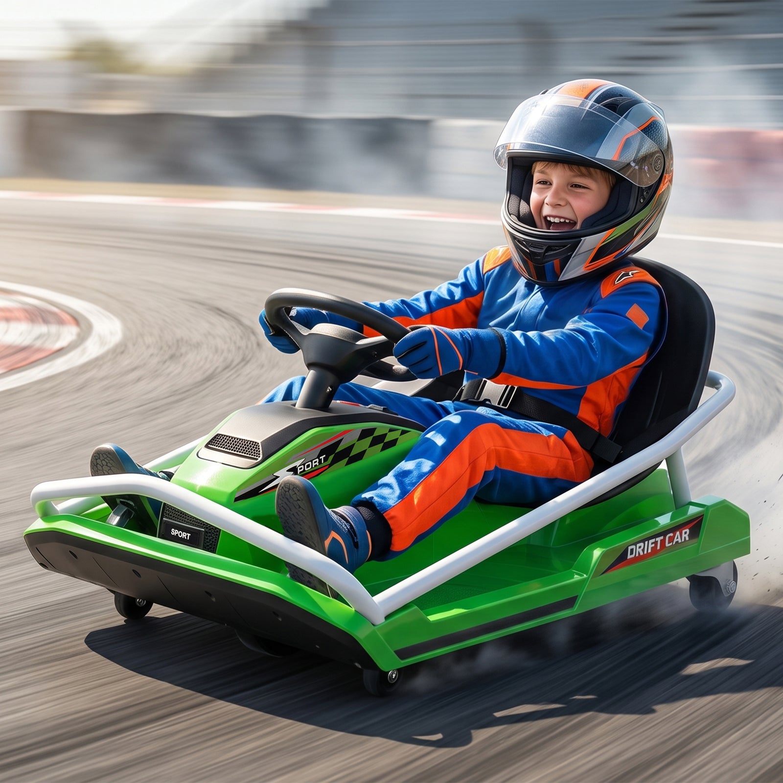 24v Electric Go Kart For Kids With Drift Mode, Soft Start | Green