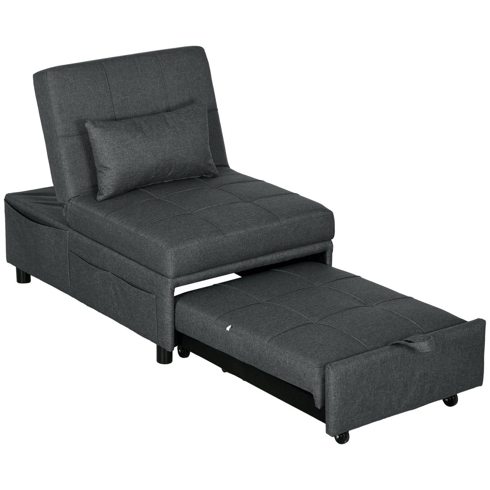 Folding Sofa Bed Adjustable Single Sleeper With Pillow | One Size