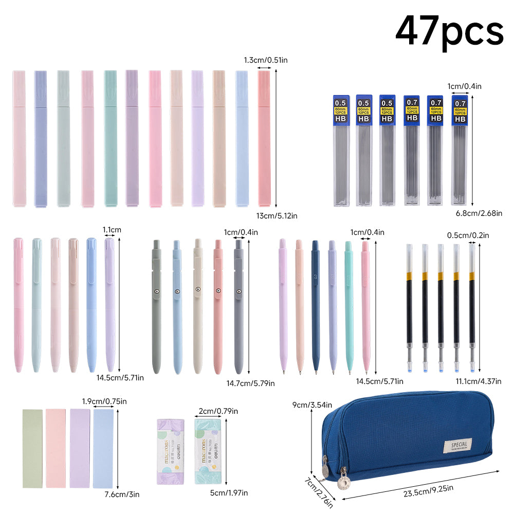 47pcs Stationery Set With Pencil Case | Navy Blue