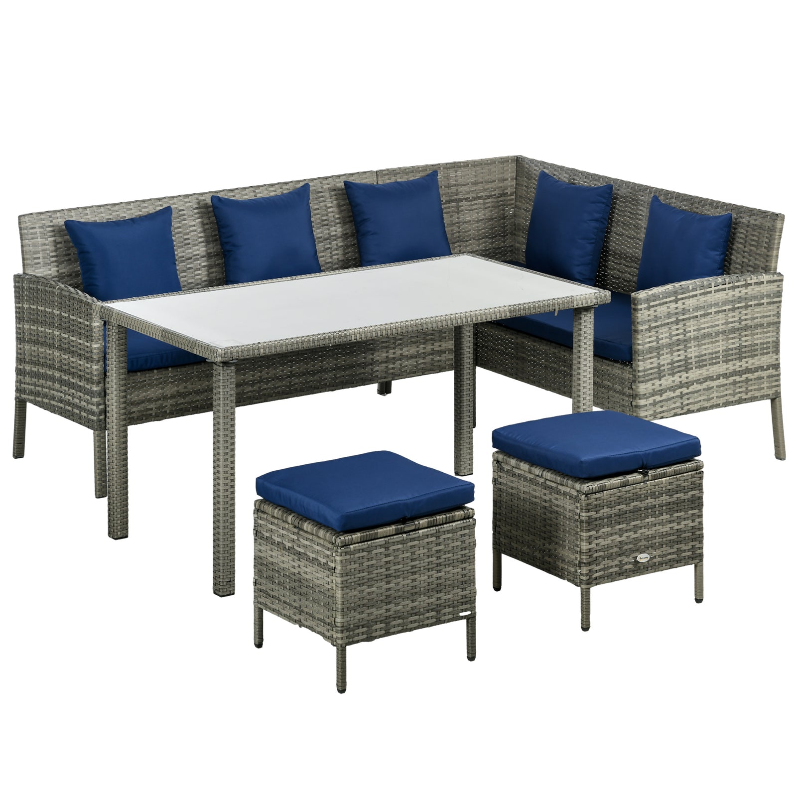 5pcs Rattan Dining Corner Sofa Set, Garden Furniture Set