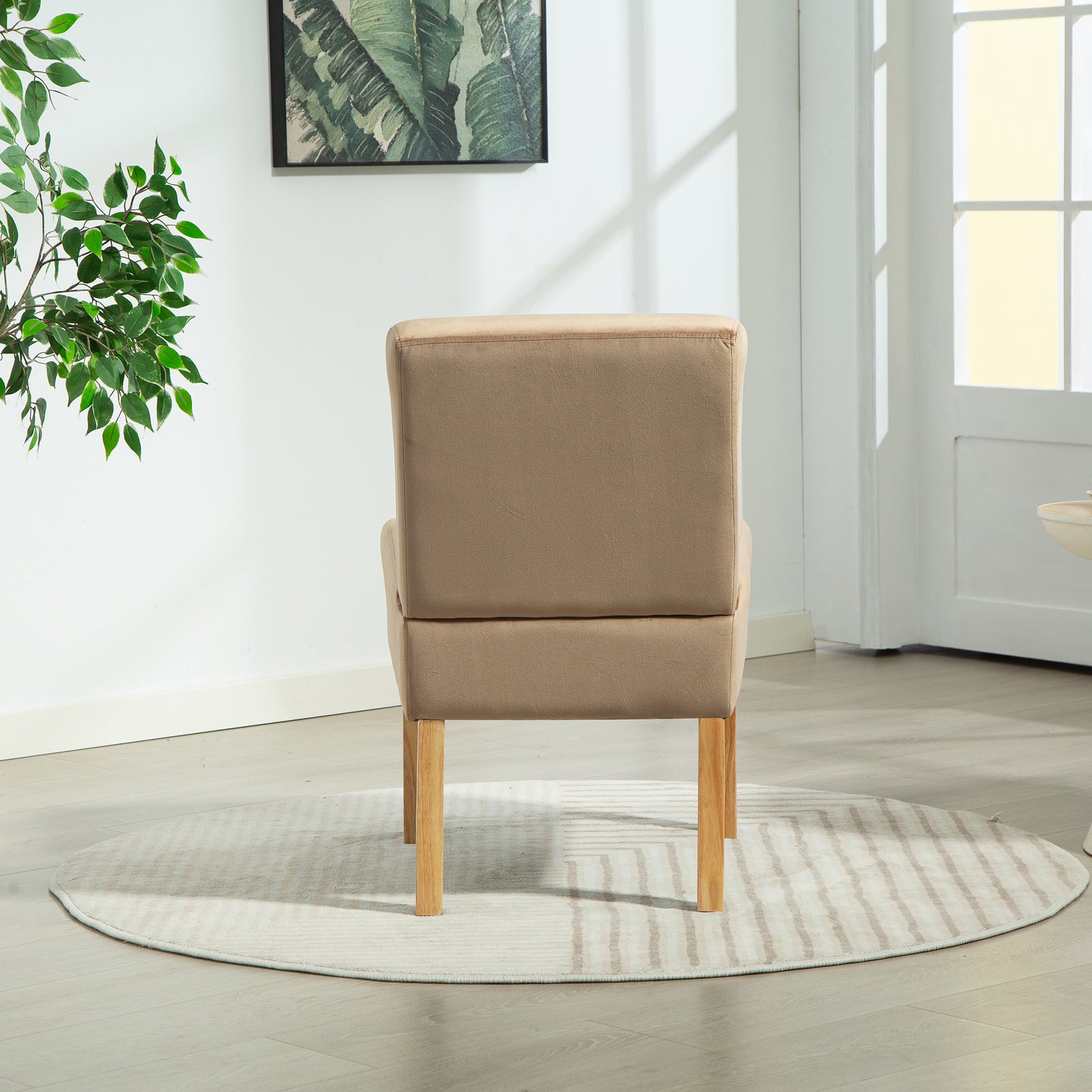 Corina Velvet Fabric Armless Accent Chair | Light Brown