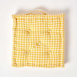 Cotton Gingham Check Floor Cushion | 50cm x 50cm | Yellow