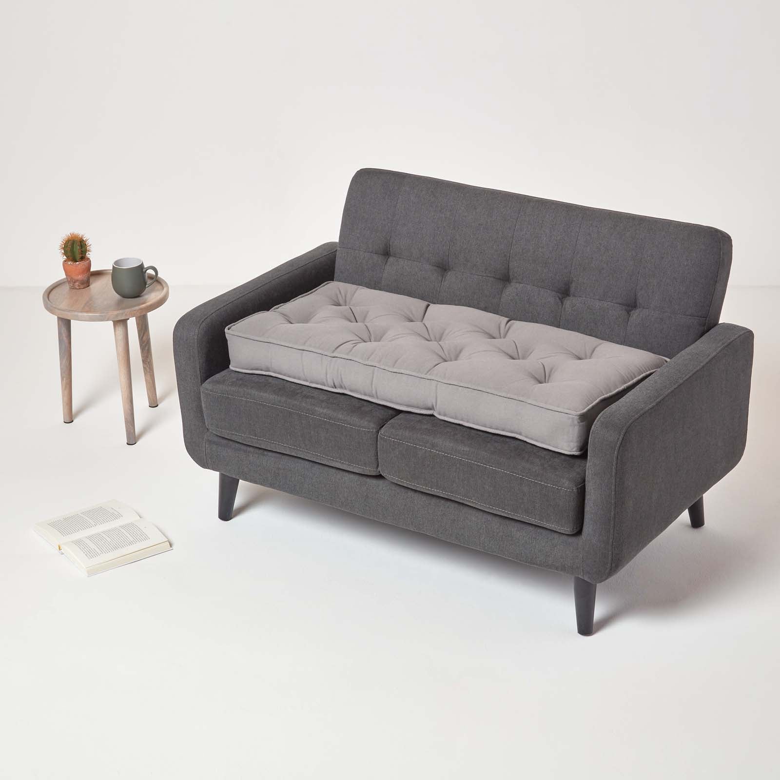 Cotton 2 Seater Booster Cushion | 50cm x 100cm | Charcoal Grey