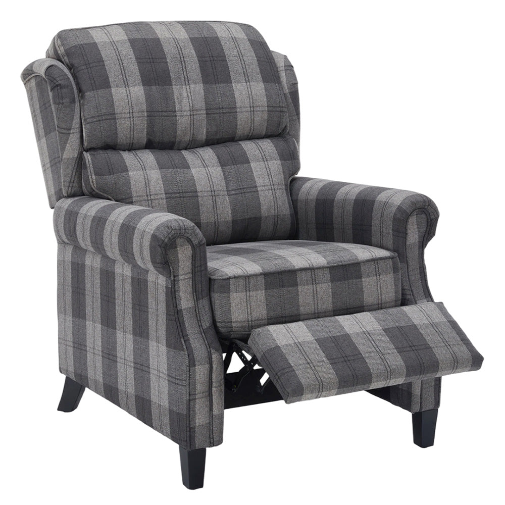 Vintage Linen Upholstered Recliner Chair With Adjustable Backrest