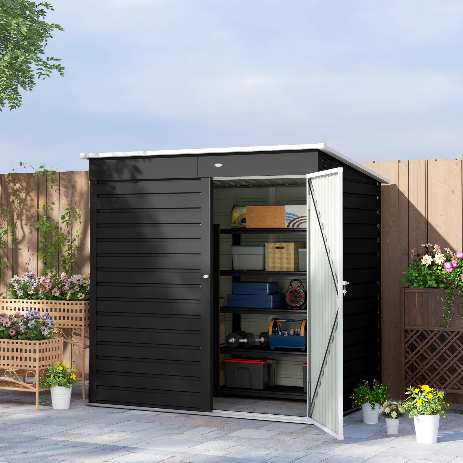 6 X 4ft Metal Garden Shed W/ Lockable Door