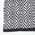 Trance Black And White Diamond Pattern Recycled Fibre Rug | 150cm x 220cm | Black & White