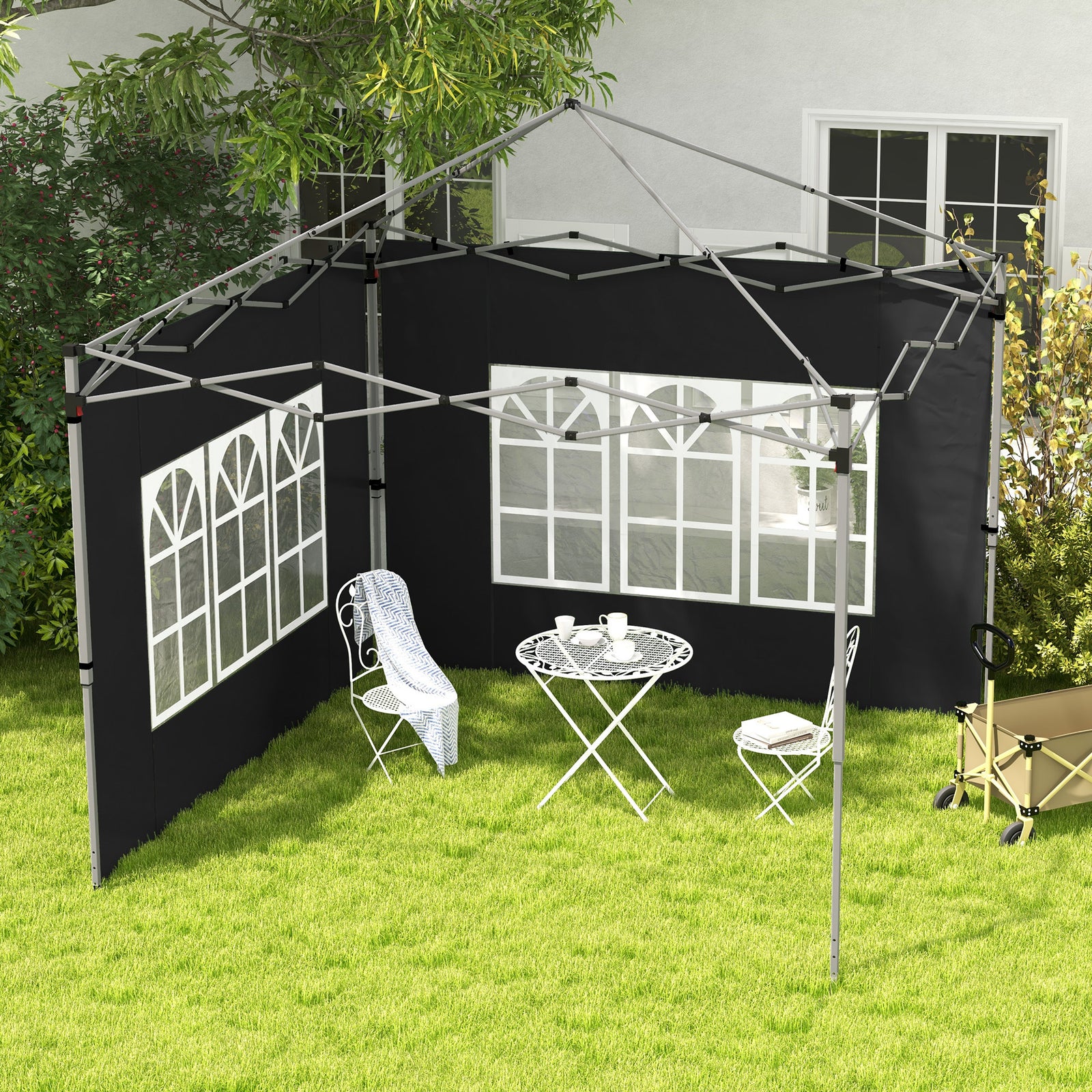 Gazebo Side Panels For 3x3(m) Or 3x4m Pop Up Gazebo, 2 Pack | Black