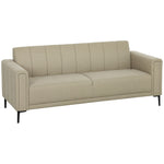 3 Seater Sofa, Modern Fabric Couch With Channel Tufted | Brown