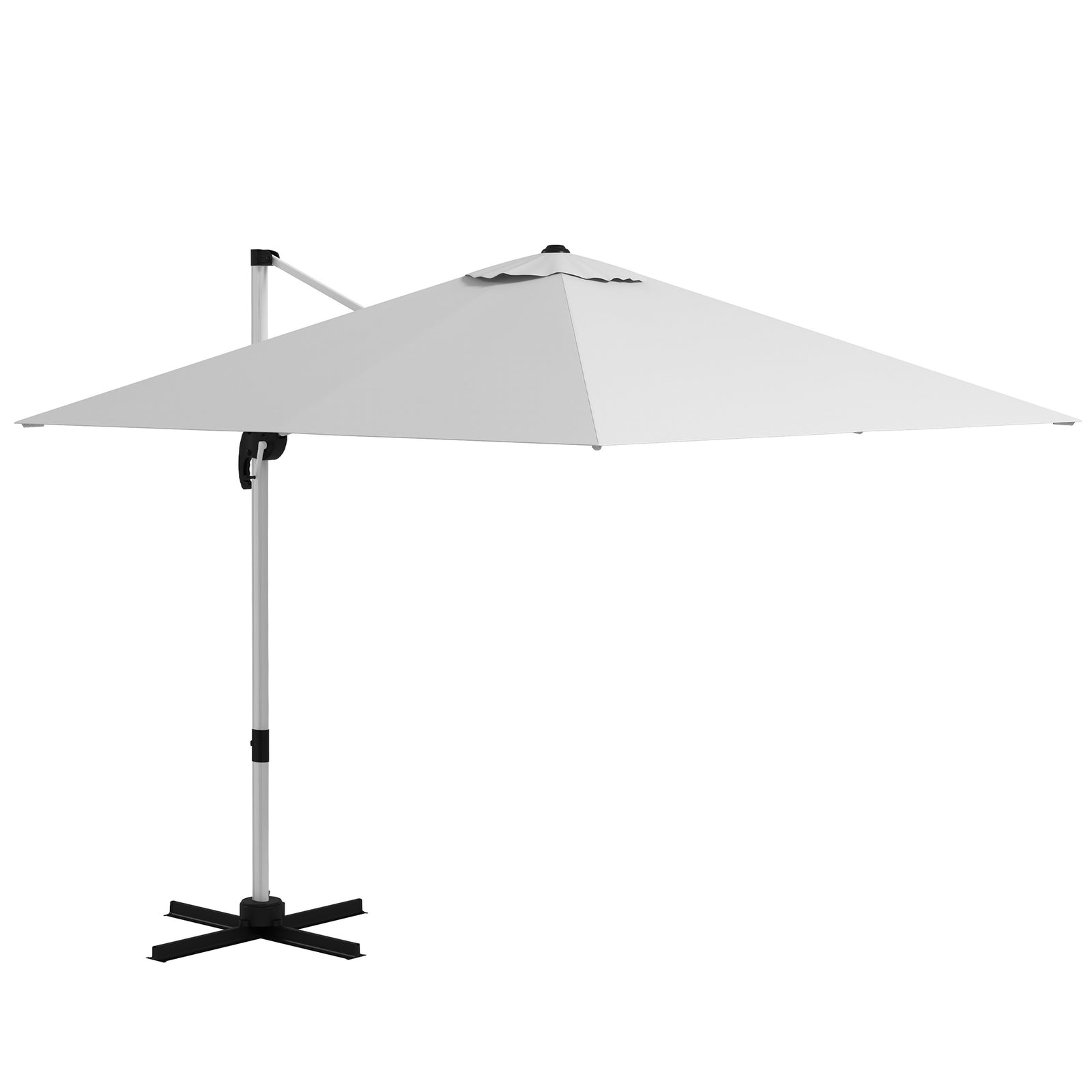 3x3m Cantilever Roma Parasol W/ 360° Crank Handle Tilt | White