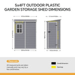 5x4ft Durable Outdoor Plastic Storage Shed With Floor – Weatherproof Garden & Patio Organizer For Tools & Equipment