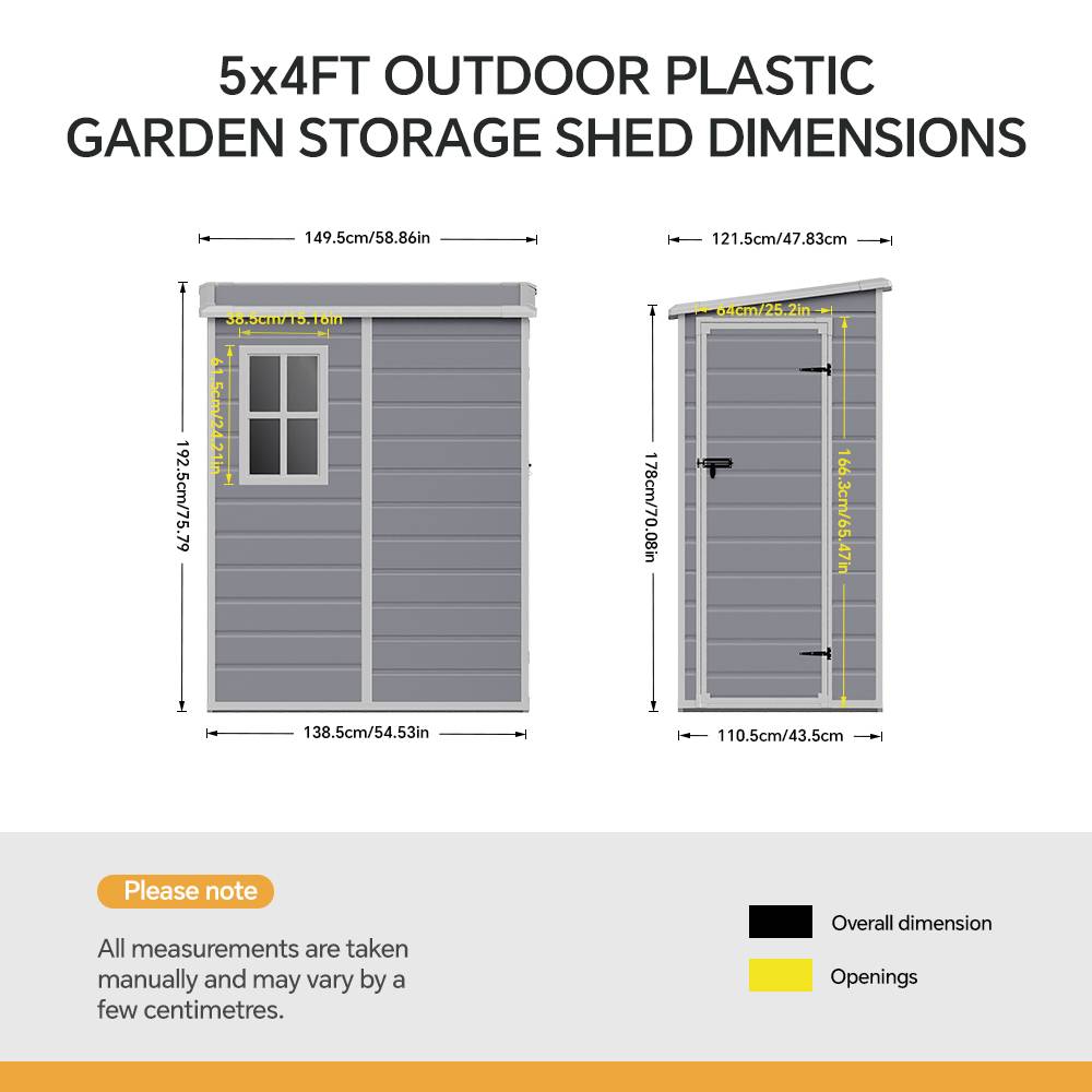 5x4ft Durable Outdoor Plastic Storage Shed With Floor – Weatherproof Garden & Patio Organizer For Tools & Equipment
