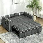 2 Seater Pull Out Sofa Bed With Adjustable Backrest, Charcoal Grey