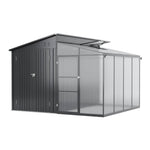 2-in-1 Metal Shed With Greenhouse, Transparent Pc Panels – 10 X 9ft, Zinc Steel & Polycarbonate Construction