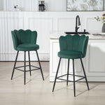 Barstool With Petal Backrest For Kitchen Island | Set of 2 | Dark Green