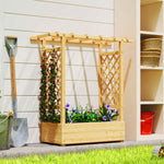 Raised Garden Bed With Trellis 110x44x113cm Natural