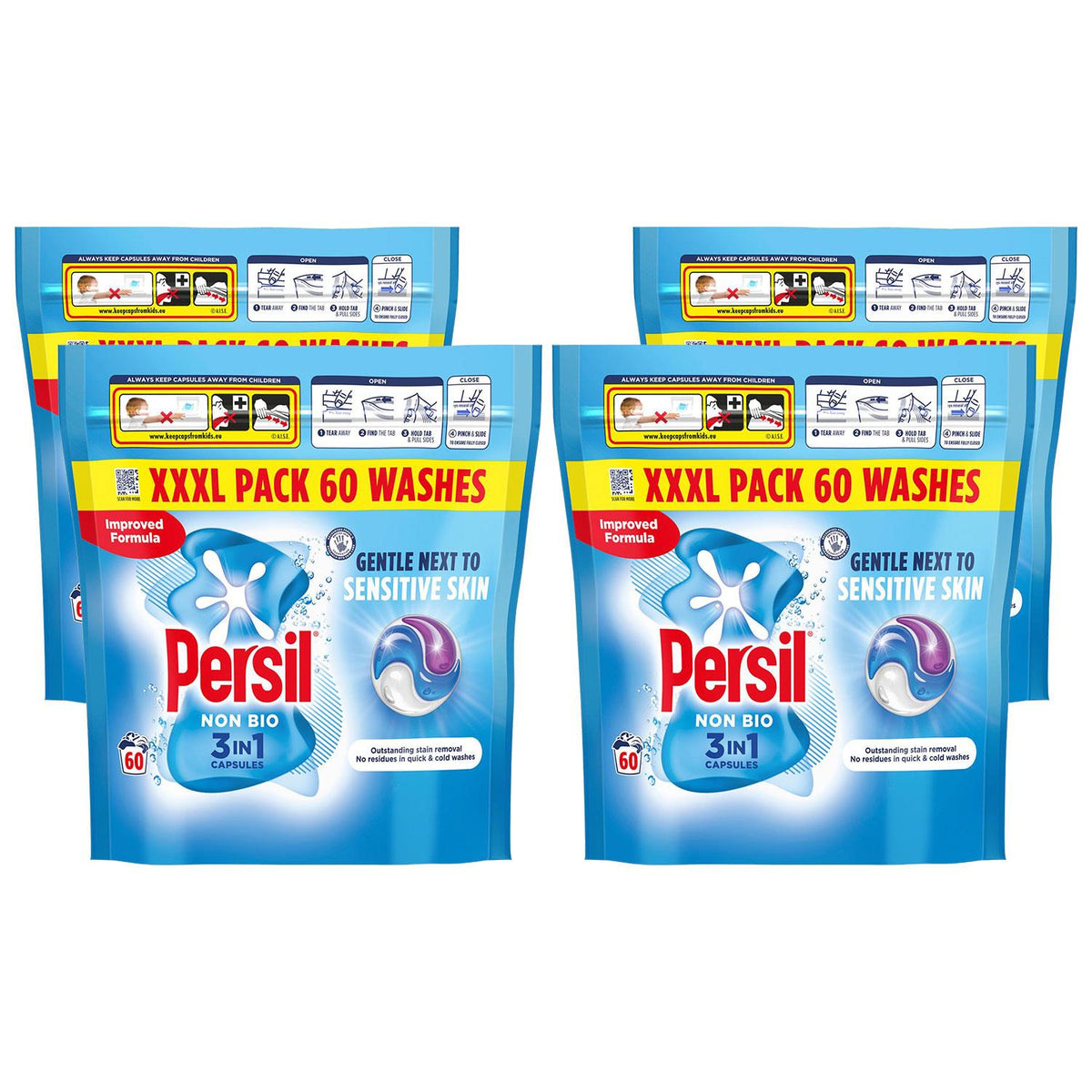 Xxxl 3in1 Laundry Washing Capsules Non-bio W/ Lasting Freshness | Set of 4