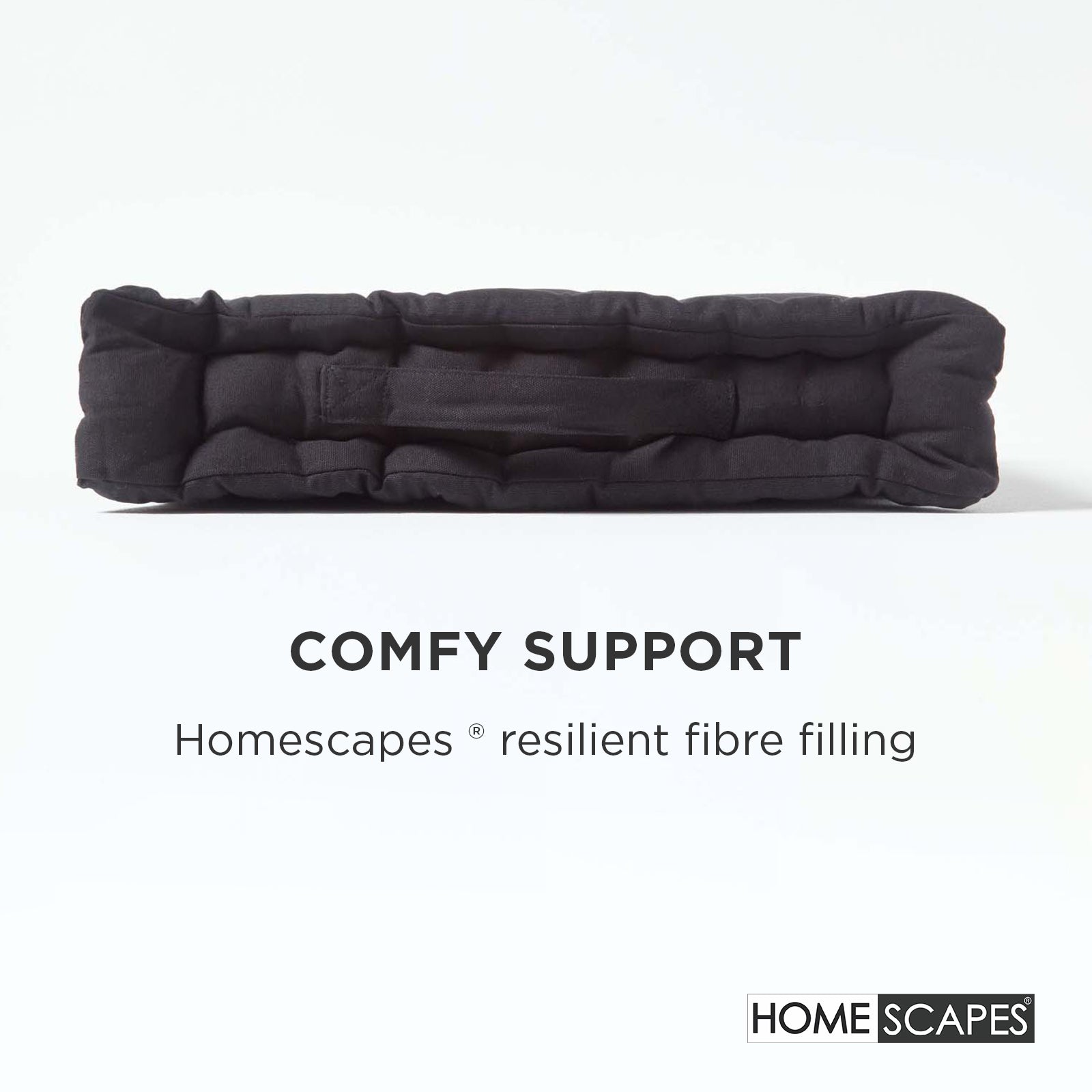 Cotton Plain Floor Cushion | 50cm x 50cm | Black
