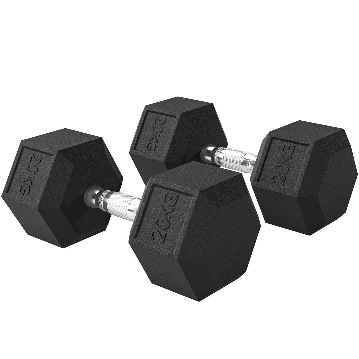 Rubber Hex Dumbbell Portable Hand Weights Home Gym | 40kg | Black