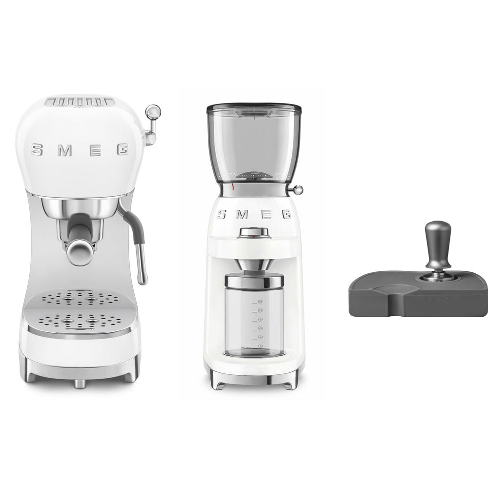 Ecf02, Cgf11, Ects01 Coffee Machine, Grinder & Tamping Set | White