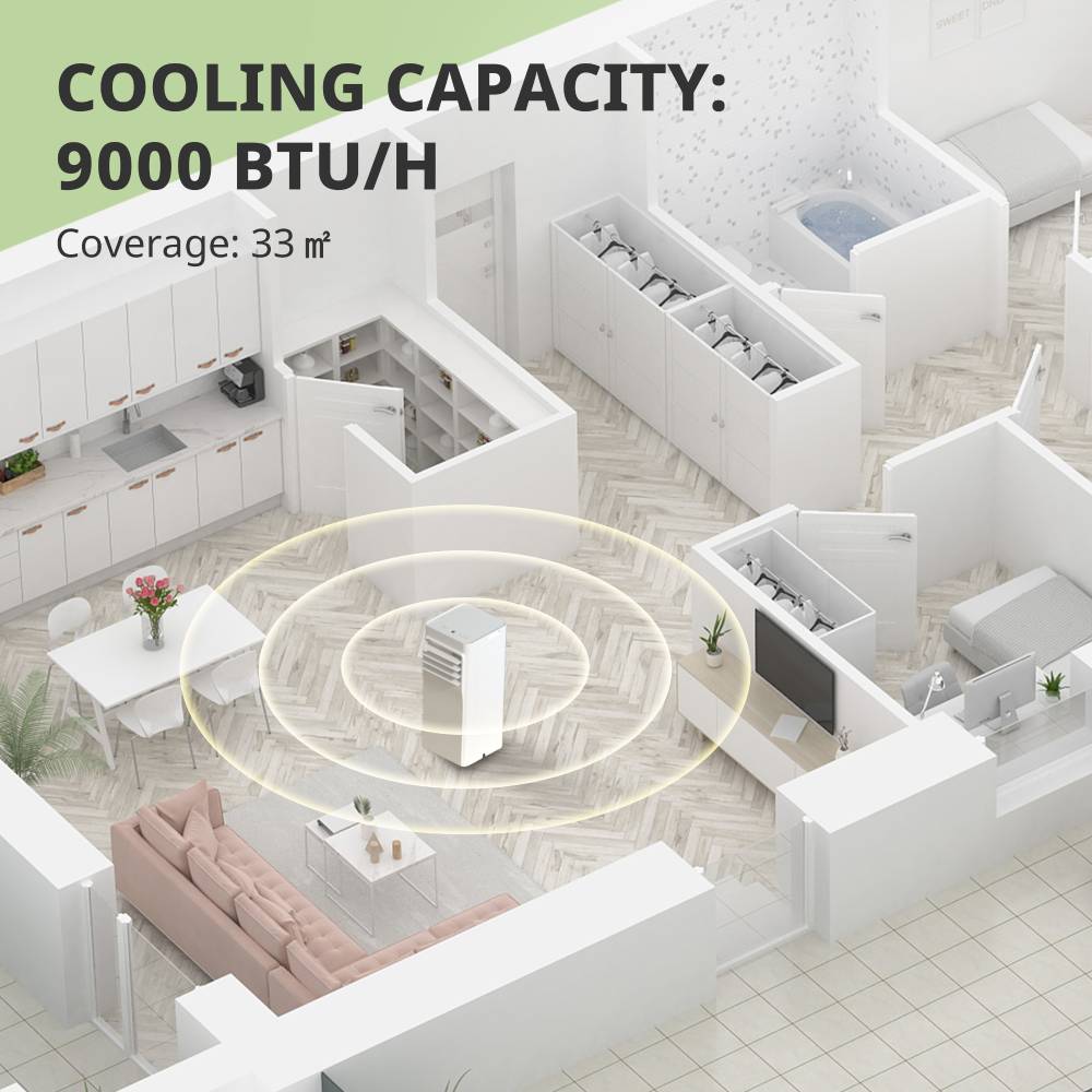 7000btu Portable 3-in-1 Air Conditioner With Wifi App Control, Cooling Fan & Dehumidifier, Remote Control, 24h Timer