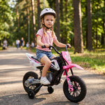 AIYAPLAY 12v Ride On Motorbike With Removable Training Wheels
