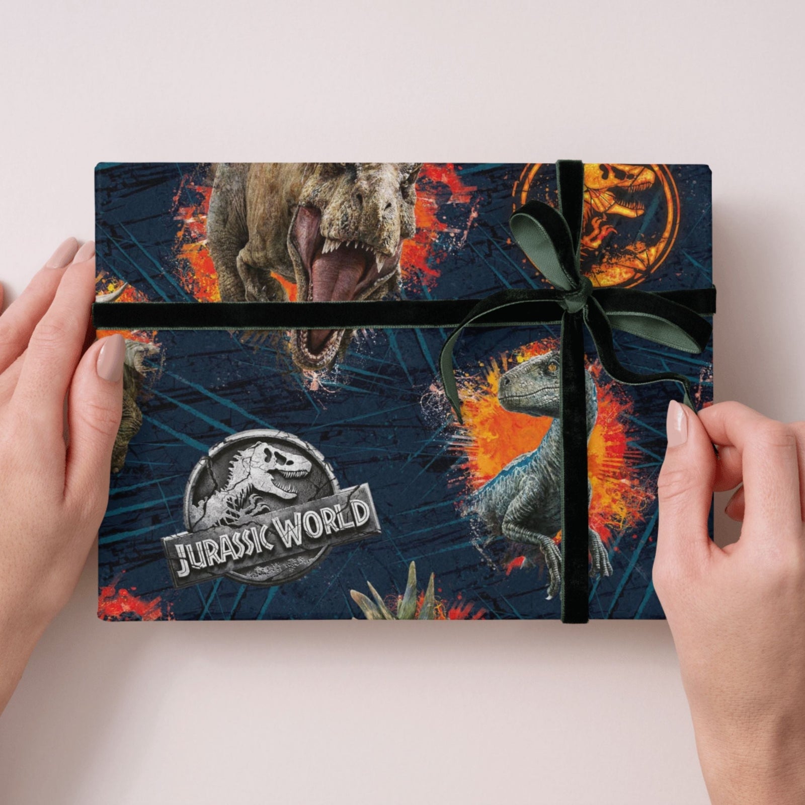 Jurassic World Gift Wrap, 4 Sheet 4 Tag, Bundle Official Product