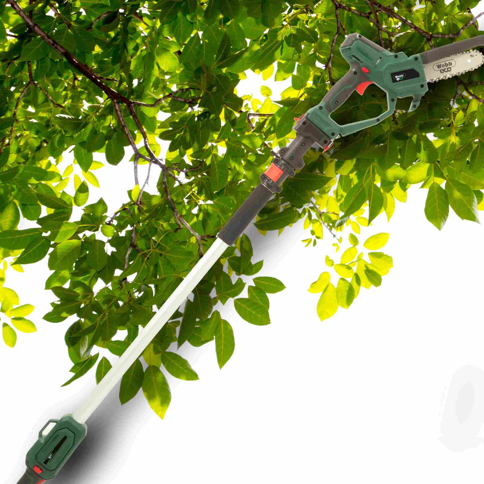 Eco 20v 15cm Cordless Pruning Saw With 100-215cm Telescopic Pole And 2ah Battery