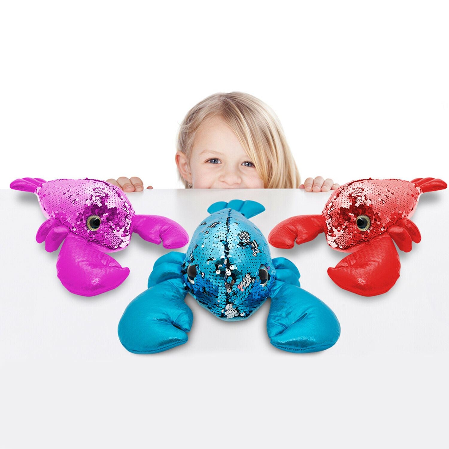 11" Glitzies Lobster Magic Sequin Plush, Assorted Colours