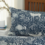 Woodland Folk Printed Cotton Rich Duvet Cover Set - Soft & Breathable Forest Bedding | Super King | Navy Blue
