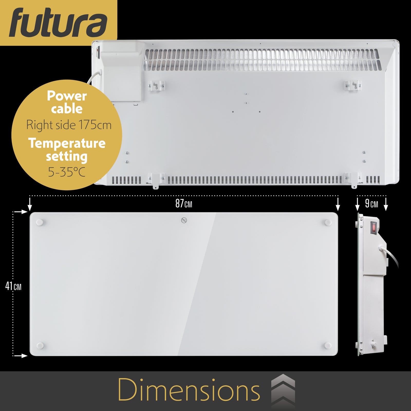 Electric Panel Heater White  Wall Mounted & Free Standing Glass Room Radiator With  Timer Thermostat Control Lot 20 | 2000w | White
