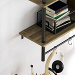 Wall Shelf Unit With 4 Hooks For Living Room | One Size