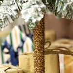 Set Of 3 Flocked Christmas Tree, Pencil Downswept Xmas Tree