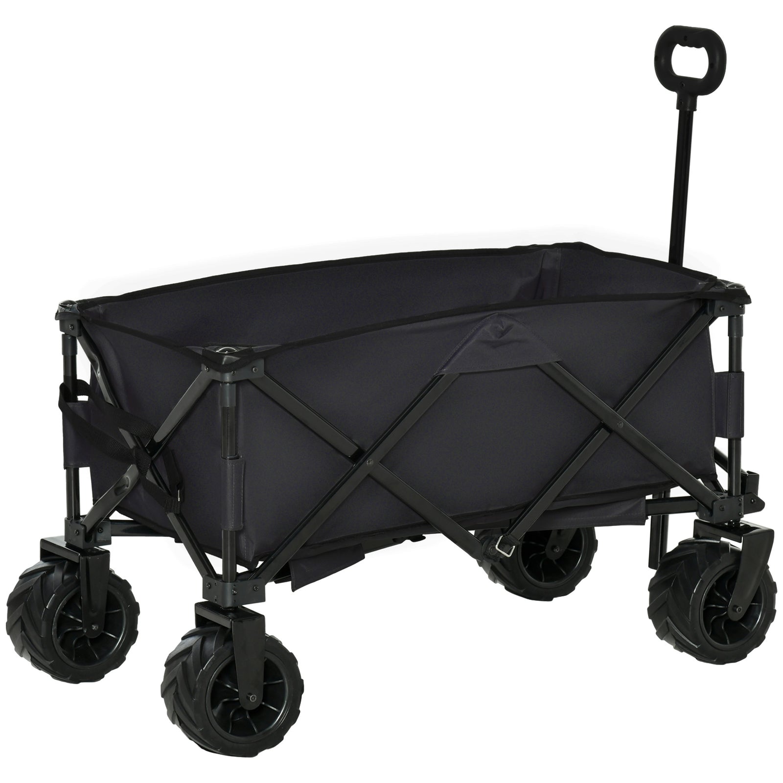 Outdoor Pull Along Folding Garden Trolley For Beach Camping | Black