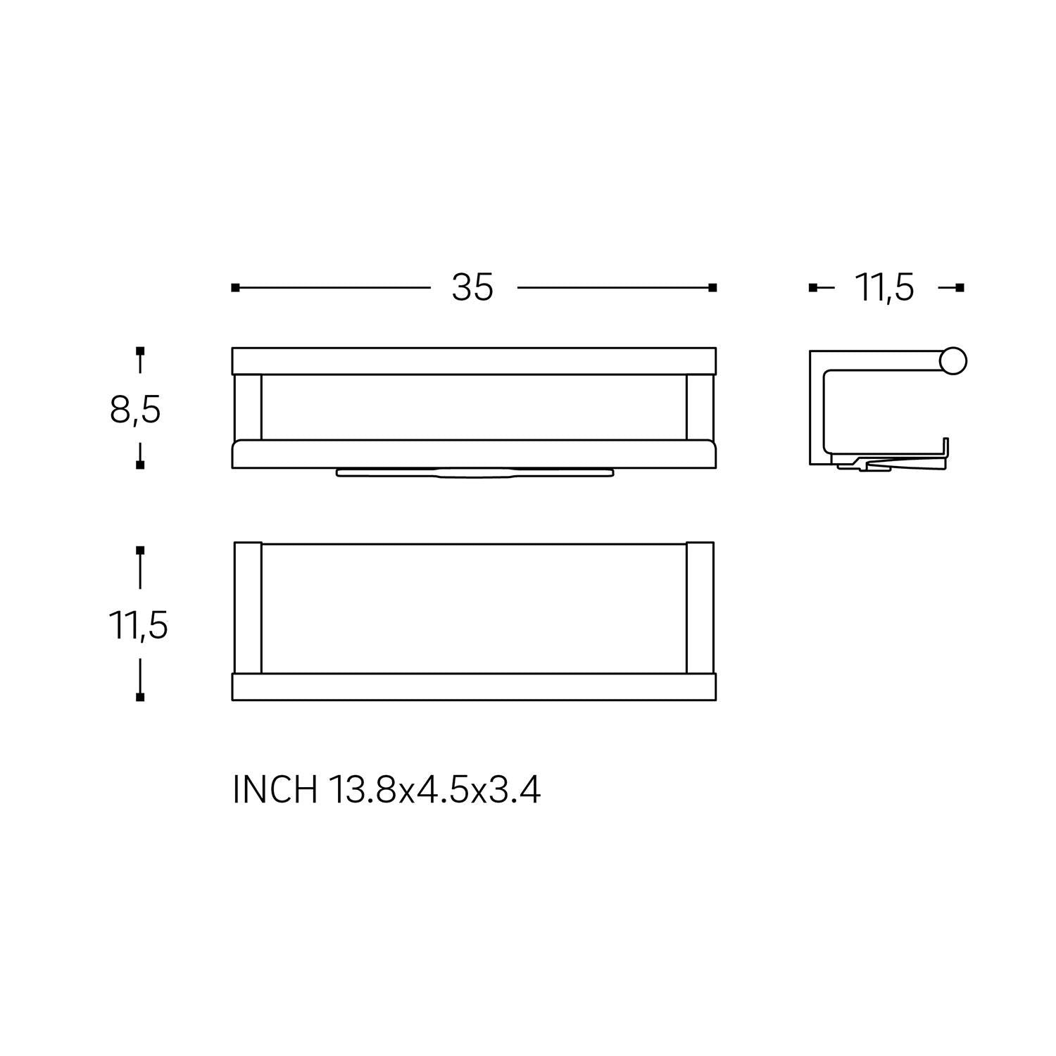 Bathroom Shelf, Organizer Glass Wiper Matt Black Architect S+ Collection