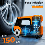150psi Car Tyre Inflator 12v Digital Air Compressor Auto-off Led Fast Pump | Orange
