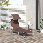 Reclining Sun Lounger Folding Recliner Garden Chair | Set-of-1 | Brown