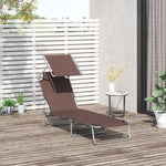 Reclining Sun Lounger Folding Recliner Garden Chair | Set of 1 | Brown