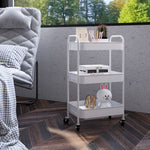 3 Tier Rolling Utility Cart With 3 Mesh Basket | One Size | White
