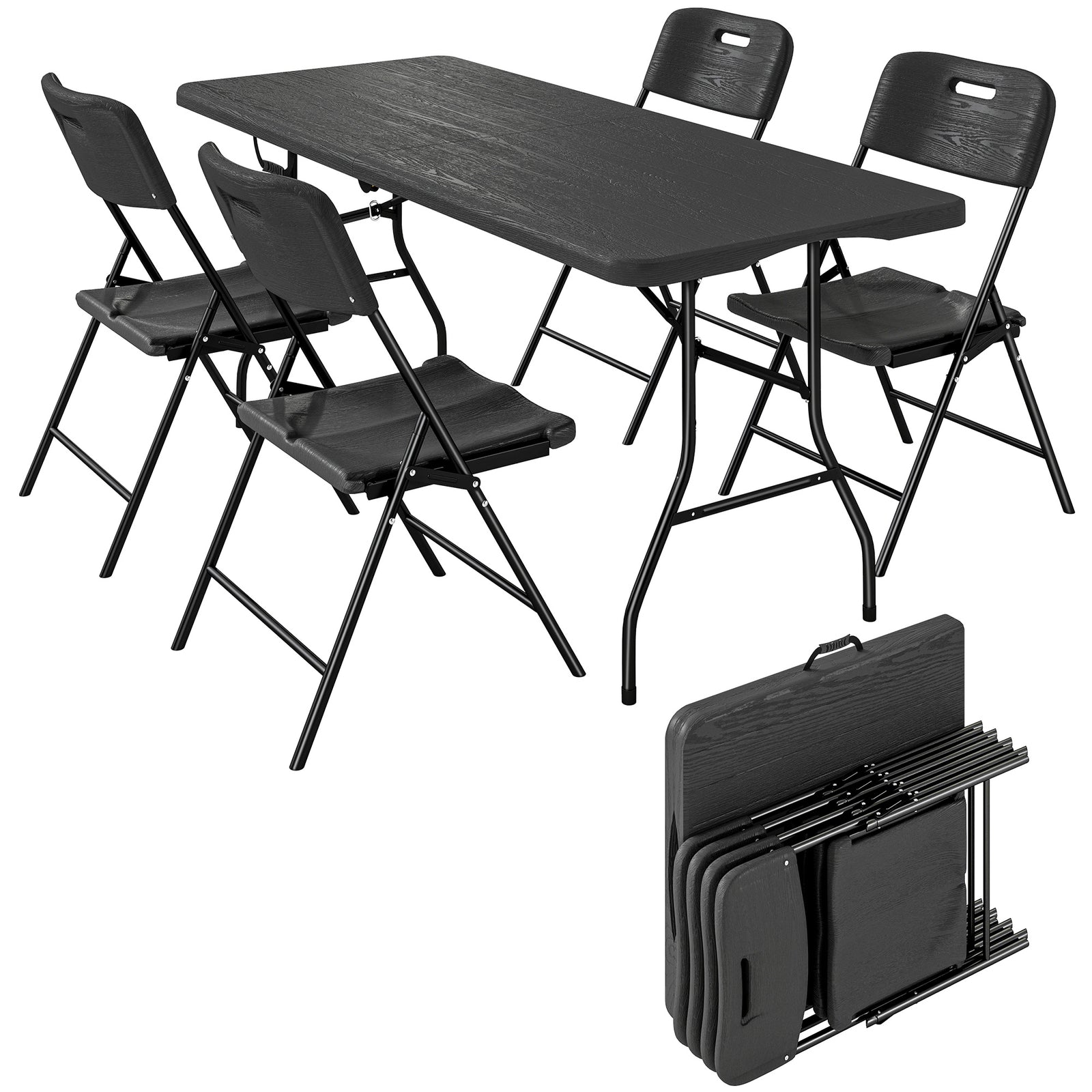 Outsunny 5 Piece 6ft Foldable Table And Chairs, Portable Picnic Table Set