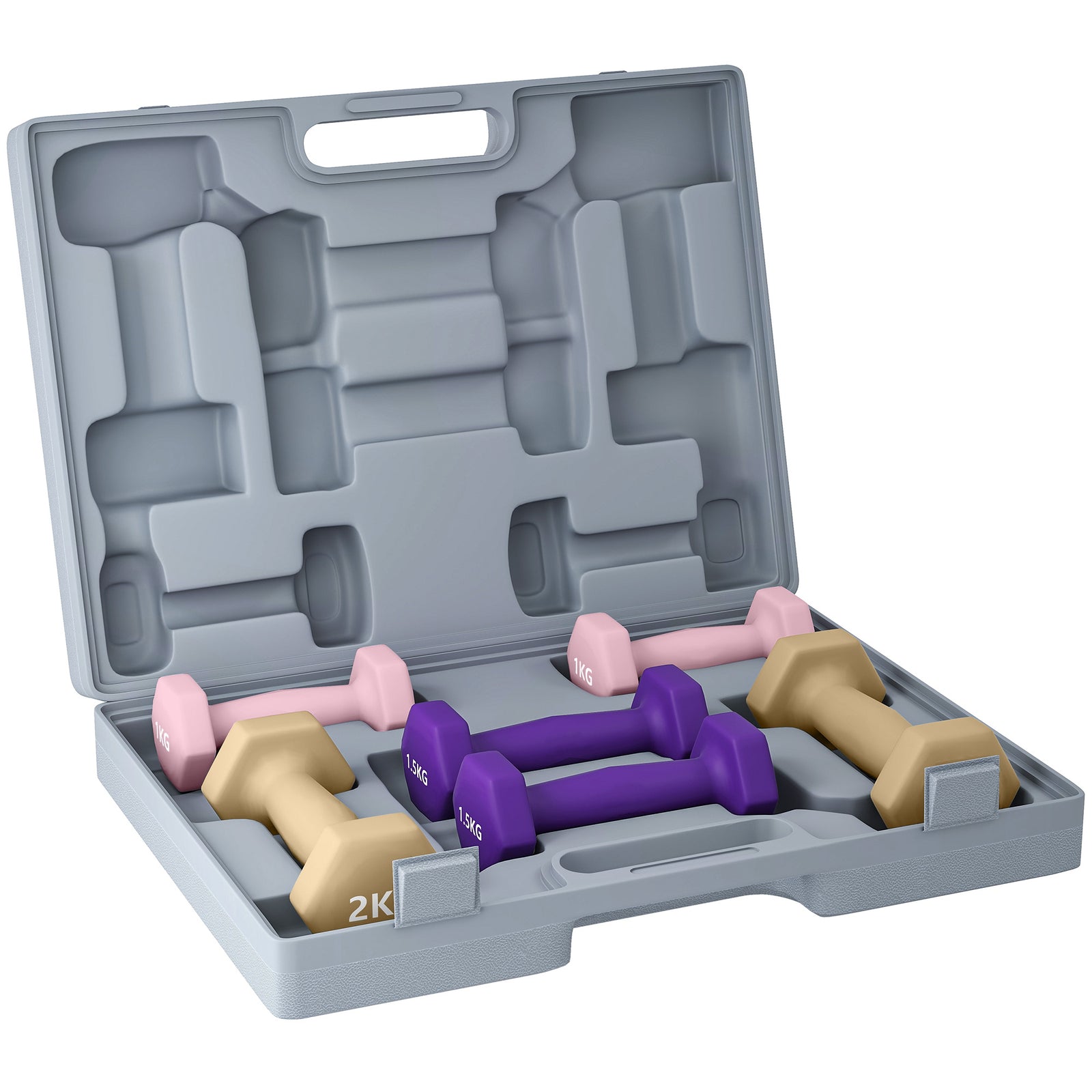 Hex Dumbbells Set With Carry Case | 9kg | Multi Colour