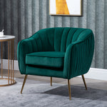 Velvet Look Shell Shaped Chair Adjustable Feet Padding | One Size | Green