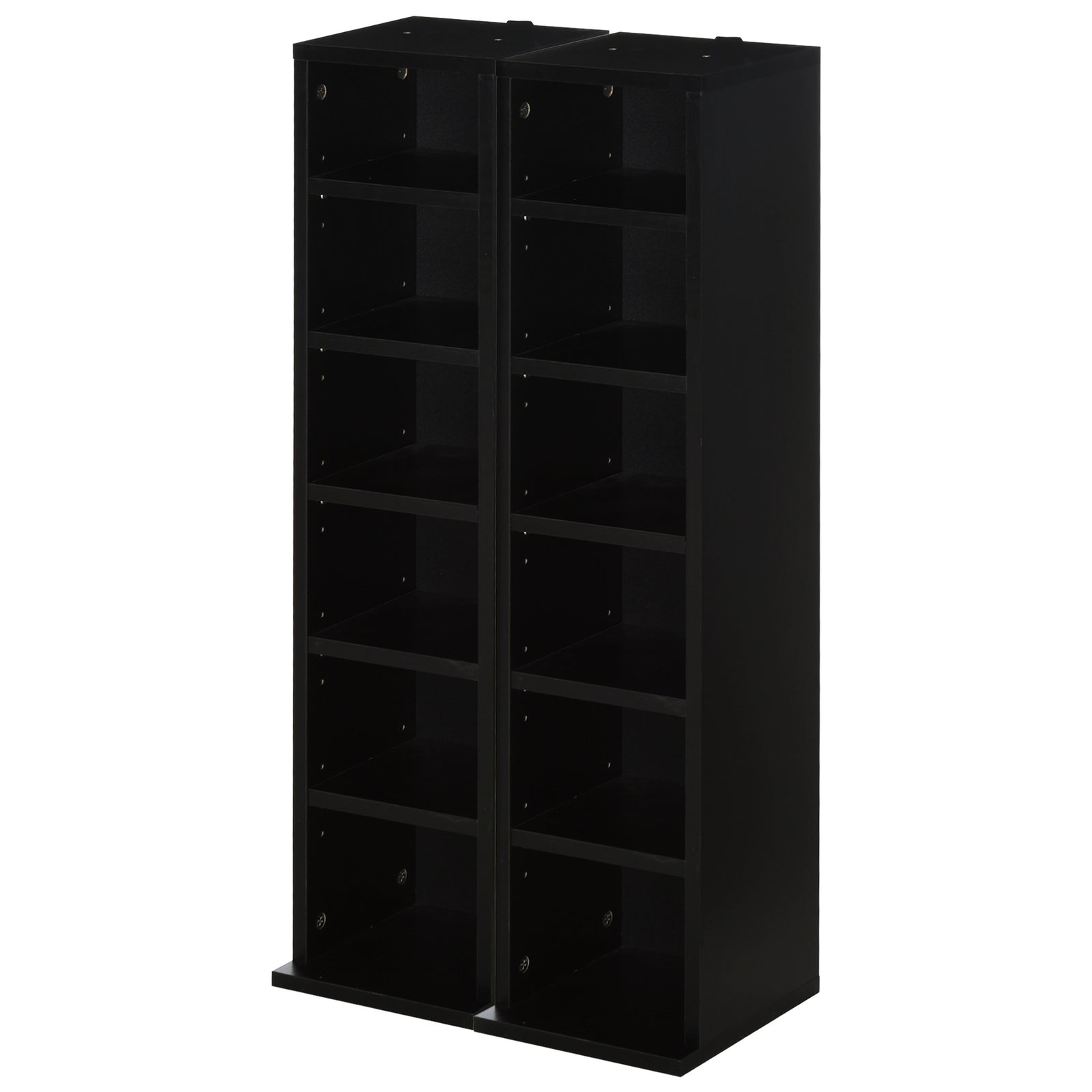 Set Of 2 Cd Storage Units With Adjustable Shelves | One Size | Black