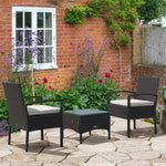3pc Garden Rattan Bistro Set Dining Table 2 Seater Chair | Brown